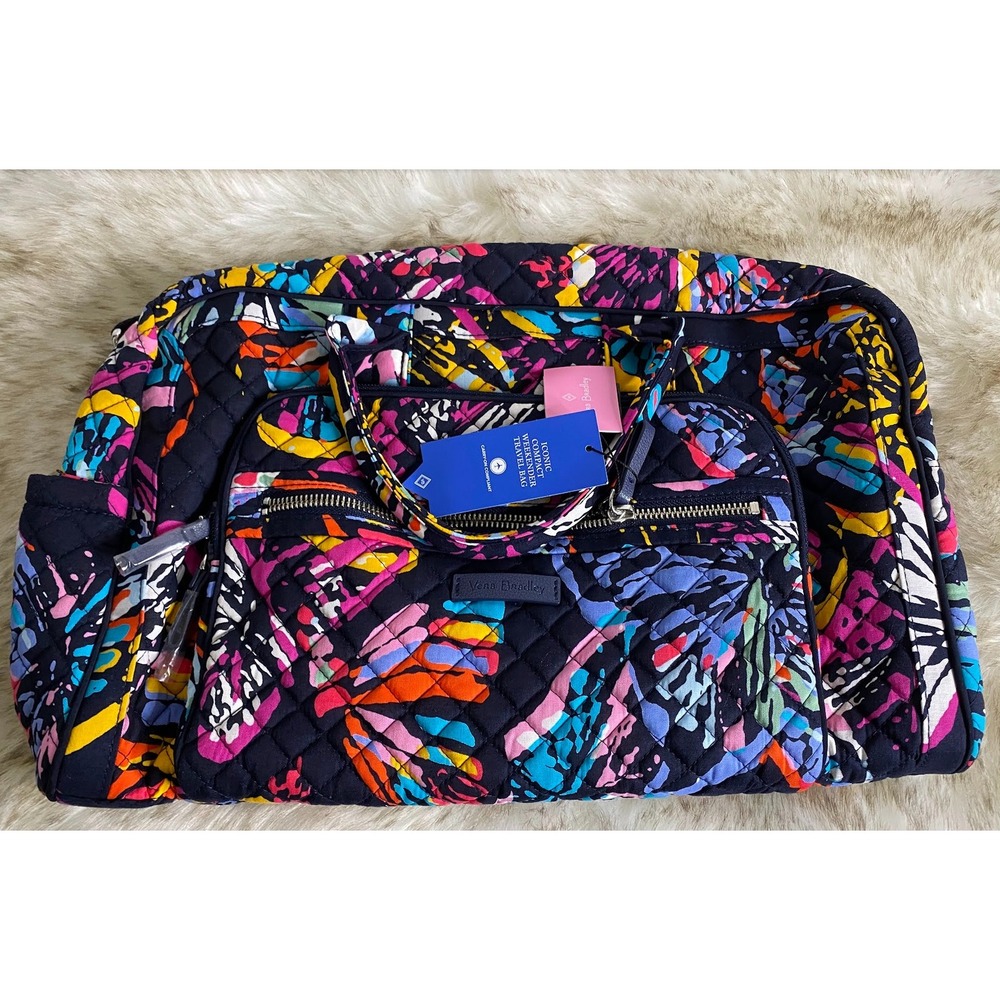 Vera Bradley Iconic Compact Weekender Travel Bag Kaleidoscope Quilted Cotton NWT